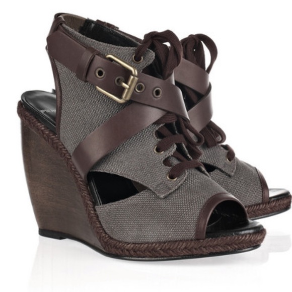Pierre Hardy Shoes - Pierre Hardy Canvas Leather Wedge Sandals 36